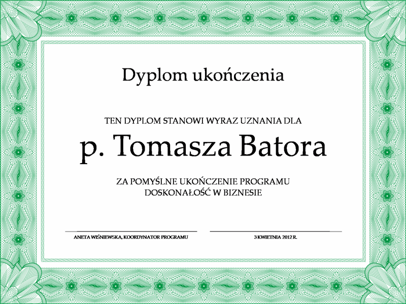 Dyplom Ukończenia (zielony) Dyplom Ukończenia (zielony)