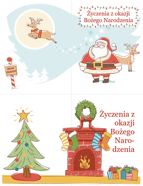 Kartki bożonarodzeniowe (projekt atmosfery Bożego Narodzenia, 2 na stronę) Kartki bożonarodzeniowe (projekt atmosfery Bożego Narodzenia, 2 na stronę)