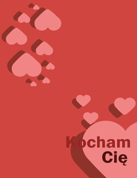 Kartka Kocham Cię (składana na cztery) Kartka Kocham Cię (składana na cztery)