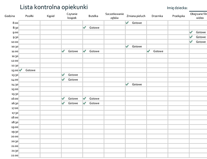 Dziennik opieki nad dzieckiem Dziennik opieki nad dzieckiem