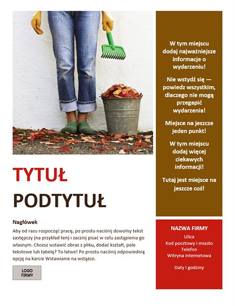 Ulotka z zaproszeniem na wydarzenie sezonowe (jesień) Ulotka z zaproszeniem na wydarzenie sezonowe (jesień)