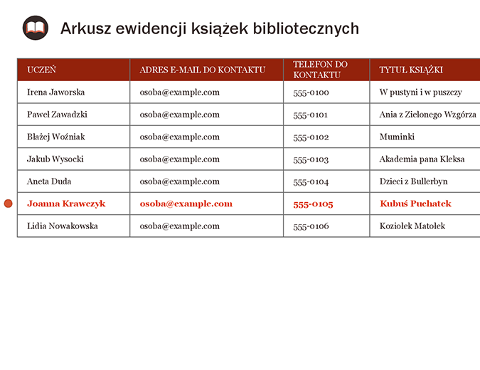 Arkusz ewidencji książek bibliotecznych Arkusz ewidencji książek bibliotecznych