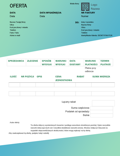 Oferta sprzedaży (motyw Zielony gradient) Oferta sprzedaży (motyw Zielony gradient)