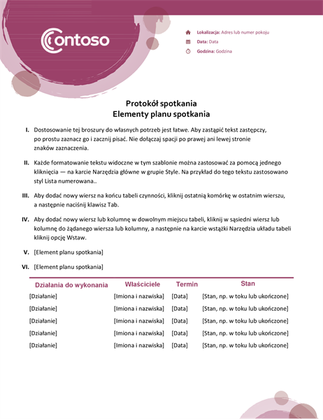 Protokół spotkania — apartament Róża Protokół spotkania — apartament Róża