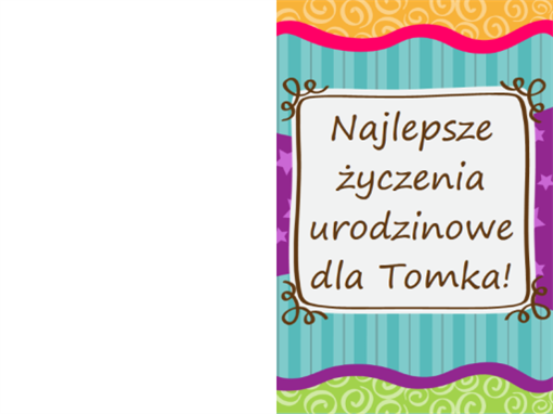 Kartka urodzinowa — gwiazdki i paski (dla dzieci, składana na pół) Kartka urodzinowa — gwiazdki i paski (dla dzieci, składana na pół)