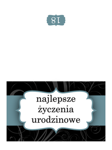 Kartka urodzinowa (niebieska wstążka, składana na pół) Kartka urodzinowa (niebieska wstążka, składana na pół)