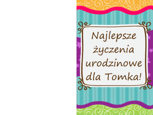 Kartka urodzinowa — gwiazdki i paski (dla dzieci, składana na pół)