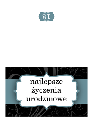 Kartka urodzinowa (niebieska wstążka, składana na pół) Kartka urodzinowa (niebieska wstążka, składana na pół)
