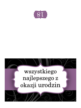 Kartka urodzinowa (projekt Fioletowa wstążka, składana na pół) Kartka urodzinowa (projekt Fioletowa wstążka, składana na pół)