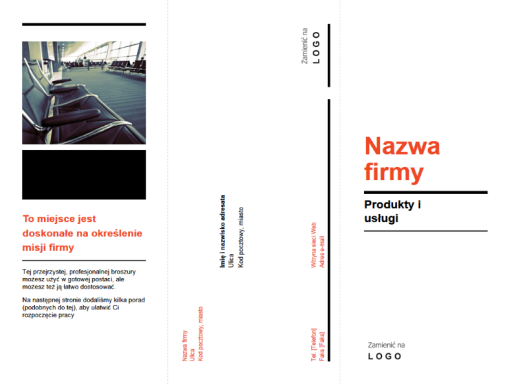 Trzyszpaltowa broszura firmowa (projekt czarno-czerwony)