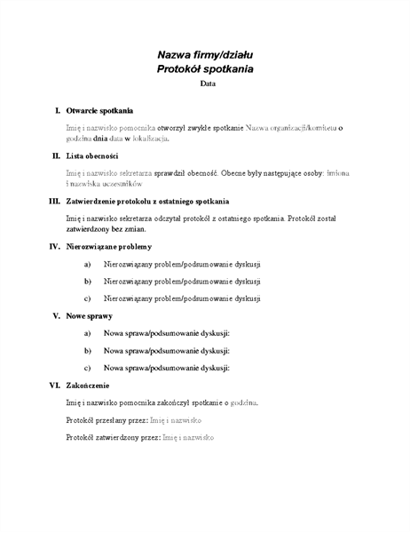 Protokół spotkania formalnego