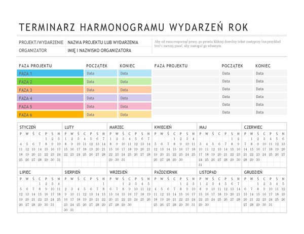 Terminarz wydarzeń Terminarz wydarzeń