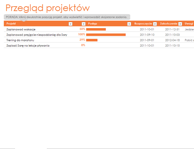 Tygodniowy terminarz Tygodniowy terminarz