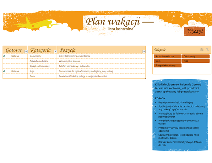Planowanie wakacji — lista kontrolna Planowanie wakacji — lista kontrolna