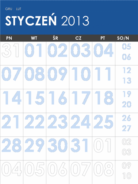 Kalendarz na lata 2013–2014, wielokolorowy (P–N) Kalendarz na lata 2013–2014, wielokolorowy (P–N)