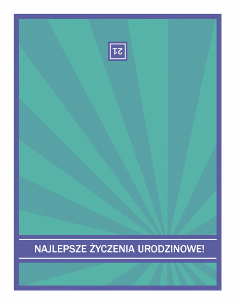 Kartka urodzinowa z niebieskimi promieniami na zielonym tle Kartka urodzinowa z niebieskimi promieniami na zielonym tle