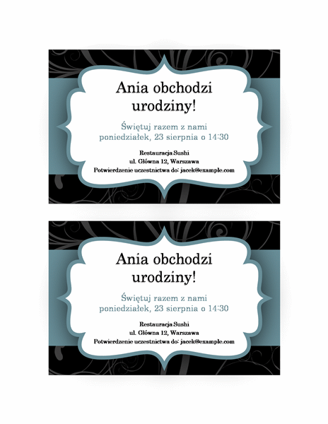 Zaproszenie na przyjęcie (niebieska wstążka) Zaproszenie na przyjęcie (niebieska wstążka)