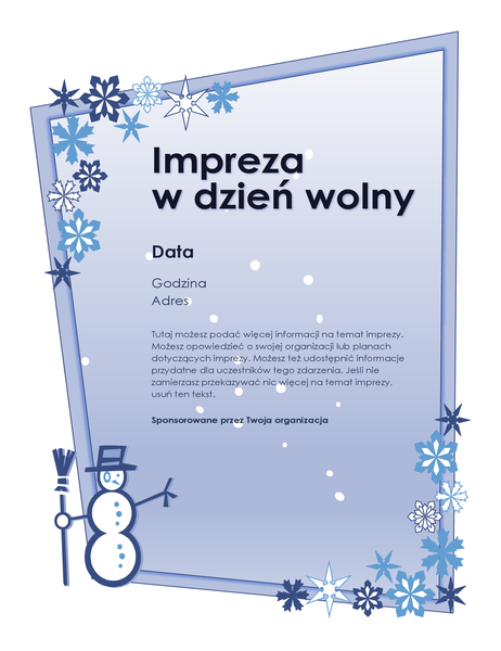 Ulotka z zaproszeniem na imprezę bożonarodzeniową Ulotka z zaproszeniem na imprezę bożonarodzeniową