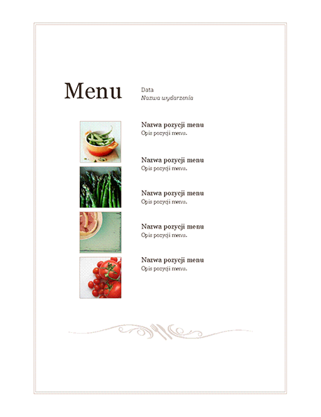 Menu wydarzenia (projekt Prosty) Menu wydarzenia (projekt Prosty)