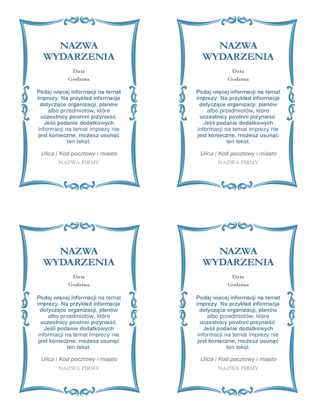 Zaproszenia na wydarzenie (4 na stronie) Zaproszenia na wydarzenie (4 na stronie)