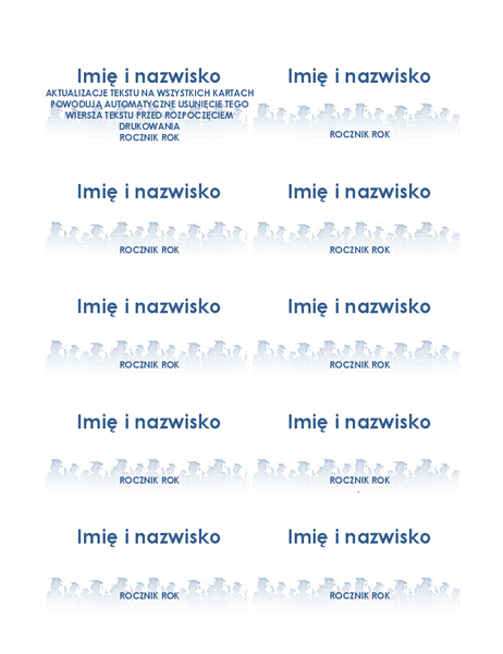 Karty z imionami i nazwiskami absolwentów (10 na stronie) Karty z imionami i nazwiskami absolwentów (10 na stronie)