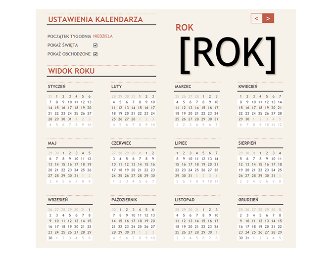 Kalendarz na dowolny rok ze świętami Kalendarz na dowolny rok ze świętami