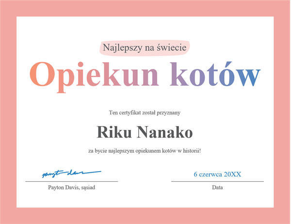 Dyplom „Najlepszy na świecie” Dyplom „Najlepszy na świecie”