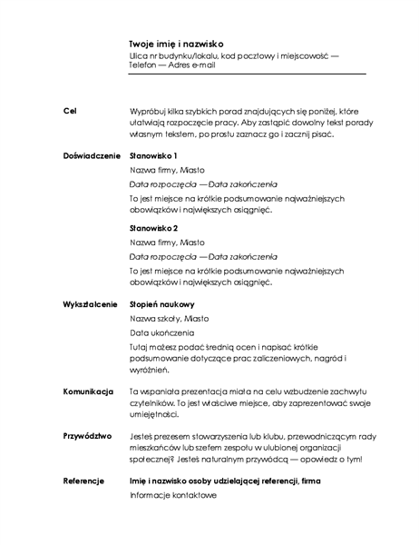 Życiorys chronologiczny (projekt Minimalistyczny) Życiorys chronologiczny (projekt Minimalistyczny)