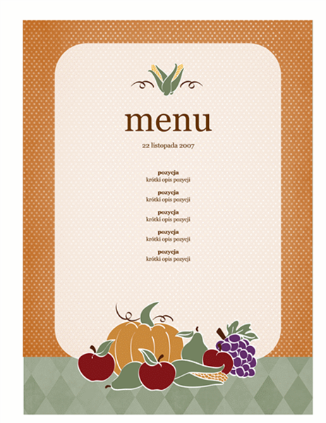 Menu (motyw Żniwa) Menu (motyw Żniwa)