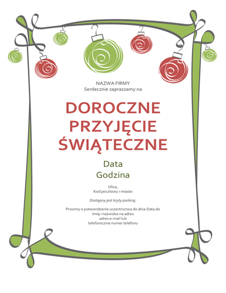 Zaproszenie na przyjęcie świąteczne z obramowaniem z ozdobami i zawijasami (projekt Nieformalny) Zaproszenie na przyjęcie świąteczne z obramowaniem z ozdobami i zawijasami (projekt Nieformalny)