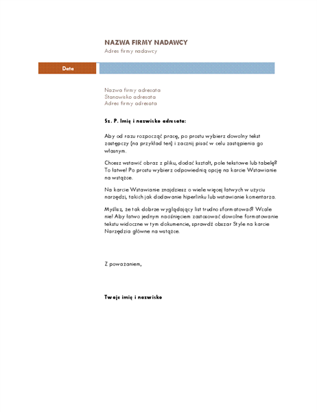 List biznesowy (motyw Średni)