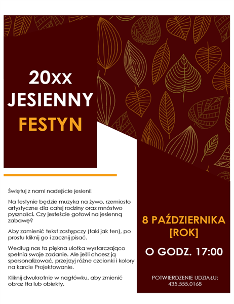 Ulotka dotycząca festynu jesiennego Ulotka dotycząca festynu jesiennego