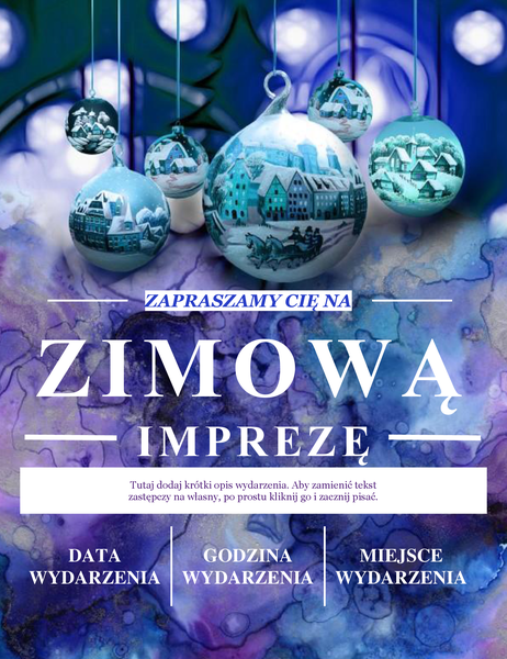 Elegancka ulotka przyjęcia zimowego Elegancka ulotka przyjęcia zimowego