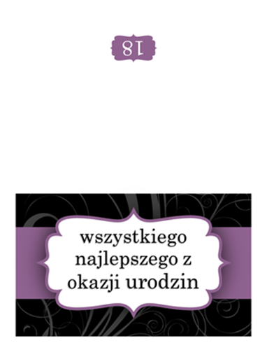 Kartka urodzinowa (projekt Fioletowa wstążka, składana na pół) Kartka urodzinowa (projekt Fioletowa wstążka, składana na pół)