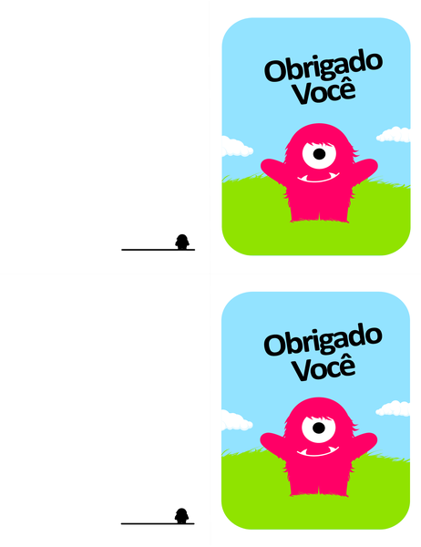 Cartão de agradecimento monstro Cartão de agradecimento monstro