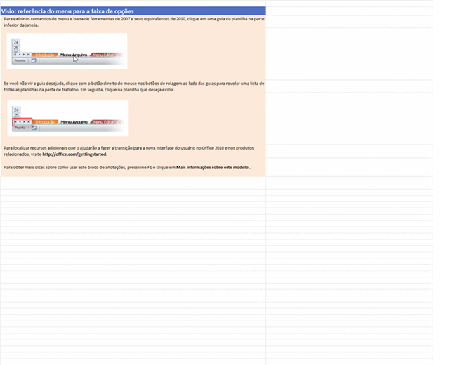 Visio 2010: pasta de trabalho de referência do menu para a faixa de opções Visio 2010: pasta de trabalho de referência do menu para a faixa de opções