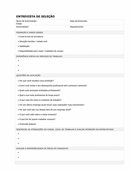 ENTREVISTA DE SELEÇÃO