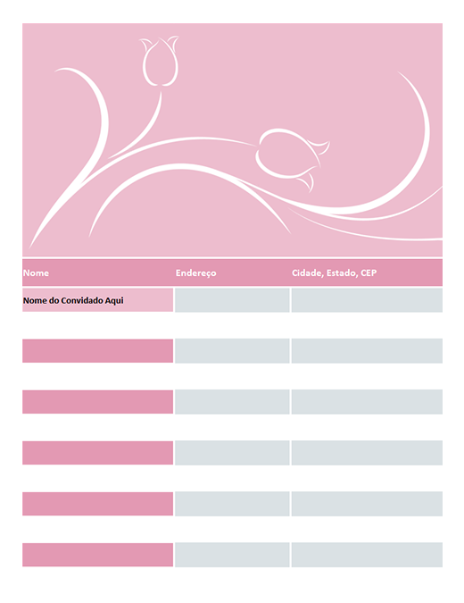 Lista de convidados do casamento (com tulipas) Lista de convidados do casamento (com tulipas)
