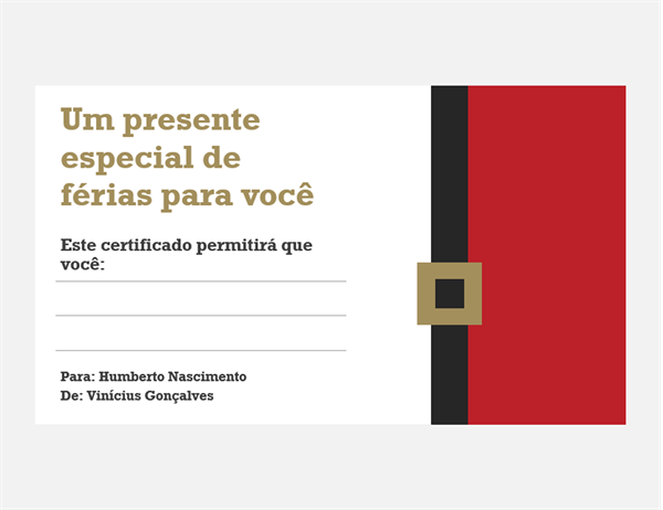 Certificados de presente natalino (design espírito de Natal, 3 por página) Certificados de presente natalino (design espírito de Natal, 3 por página)