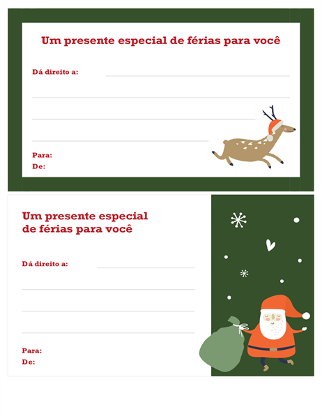 Certificado de presente de Natal (design Espírito de Natal) Certificado de presente de Natal (design Espírito de Natal)