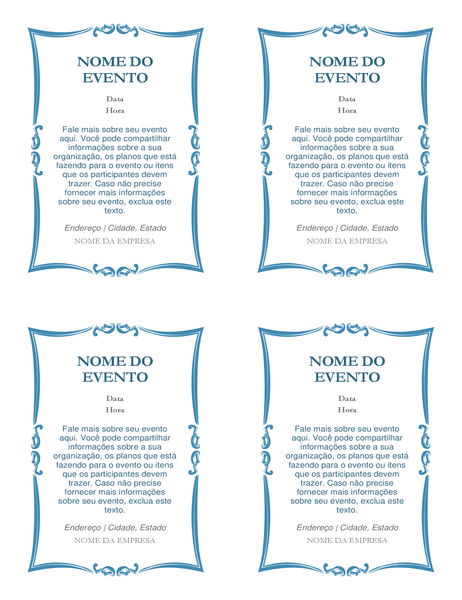 Convites para evento (quatro por página) Convites para evento (quatro por página)