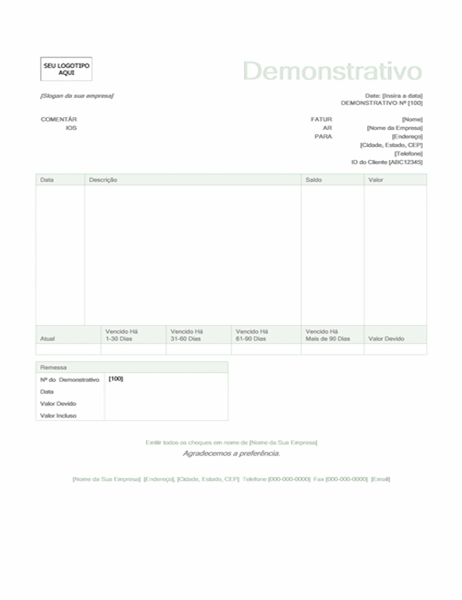 Demonstrativo de cobrança (design Verde) Demonstrativo de cobrança (design Verde)
