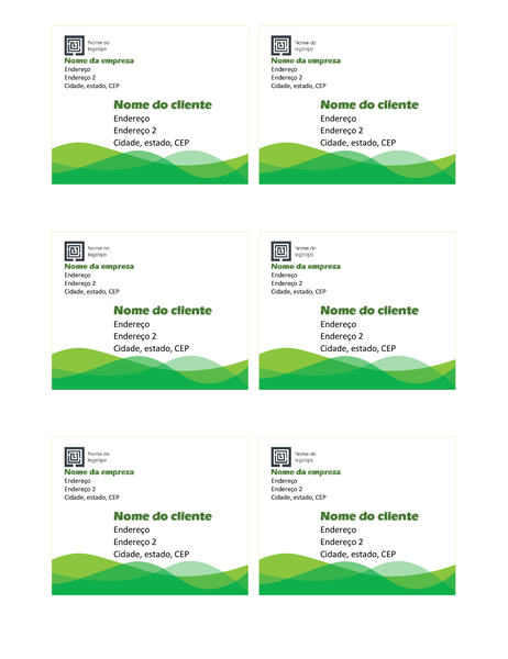 Etiquetas de remessa (design de Onda Verde, seis por página) Etiquetas de remessa (design de Onda Verde, seis por página)