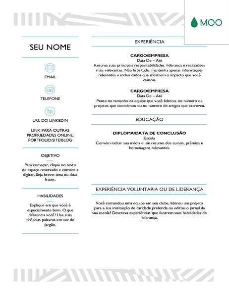 Currículo criativo, elaborado pela MOO Currículo criativo, elaborado pela MOO