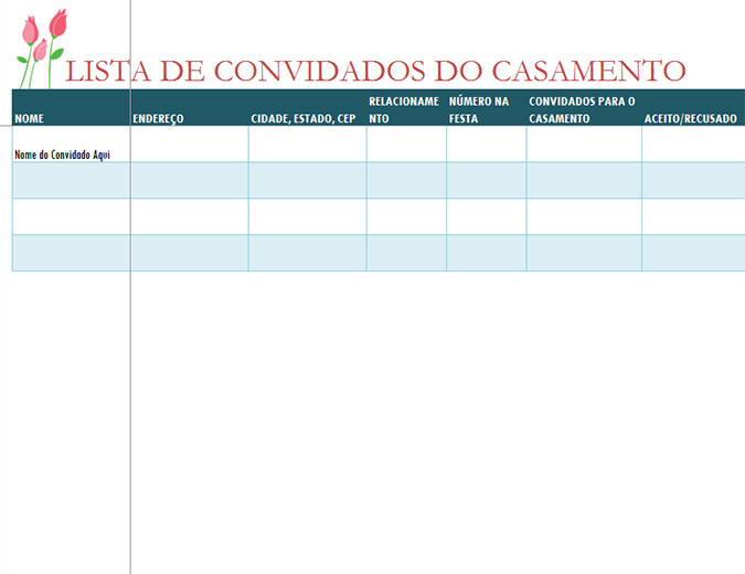 Lista de convidados do casamento (com tulipas) Lista de convidados do casamento (com tulipas)