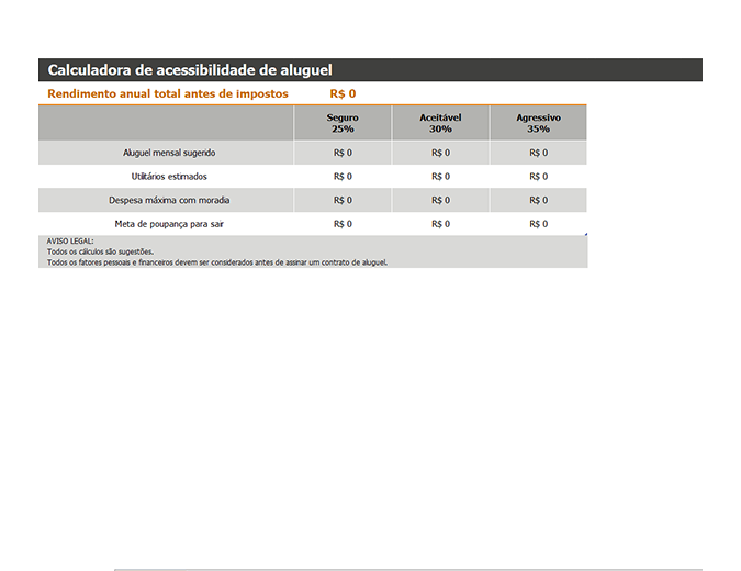 Calculadora de acessibilidade de aluguel Calculadora de acessibilidade de aluguel