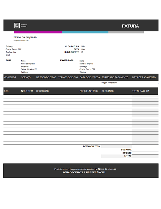 Fatura de vendas (design de Gradiente Azul) Fatura de vendas (design de Gradiente Azul)