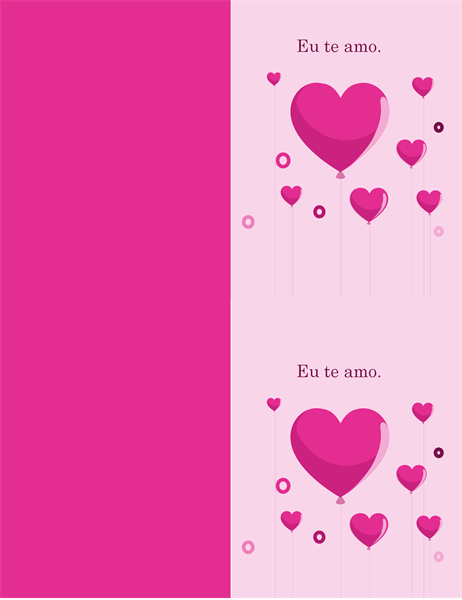 Cartão de Dia dos Namorados com balões em forma de corações Cartão de Dia dos Namorados com balões em forma de corações