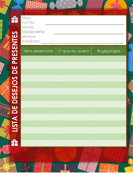 Lista de desejos de Natal para crianças Lista de desejos de Natal para crianças