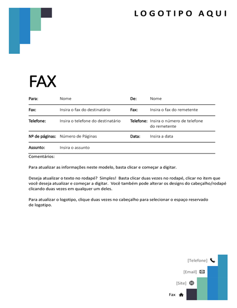 Folha de rosto de fax com degraus azuis Folha de rosto de fax com degraus azuis